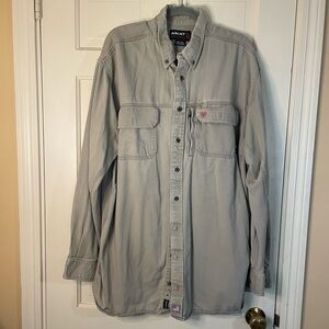 Ariat FR Solid Vent Shirt Men’s XXLT Khaki  Flame Resistant Work Shirt